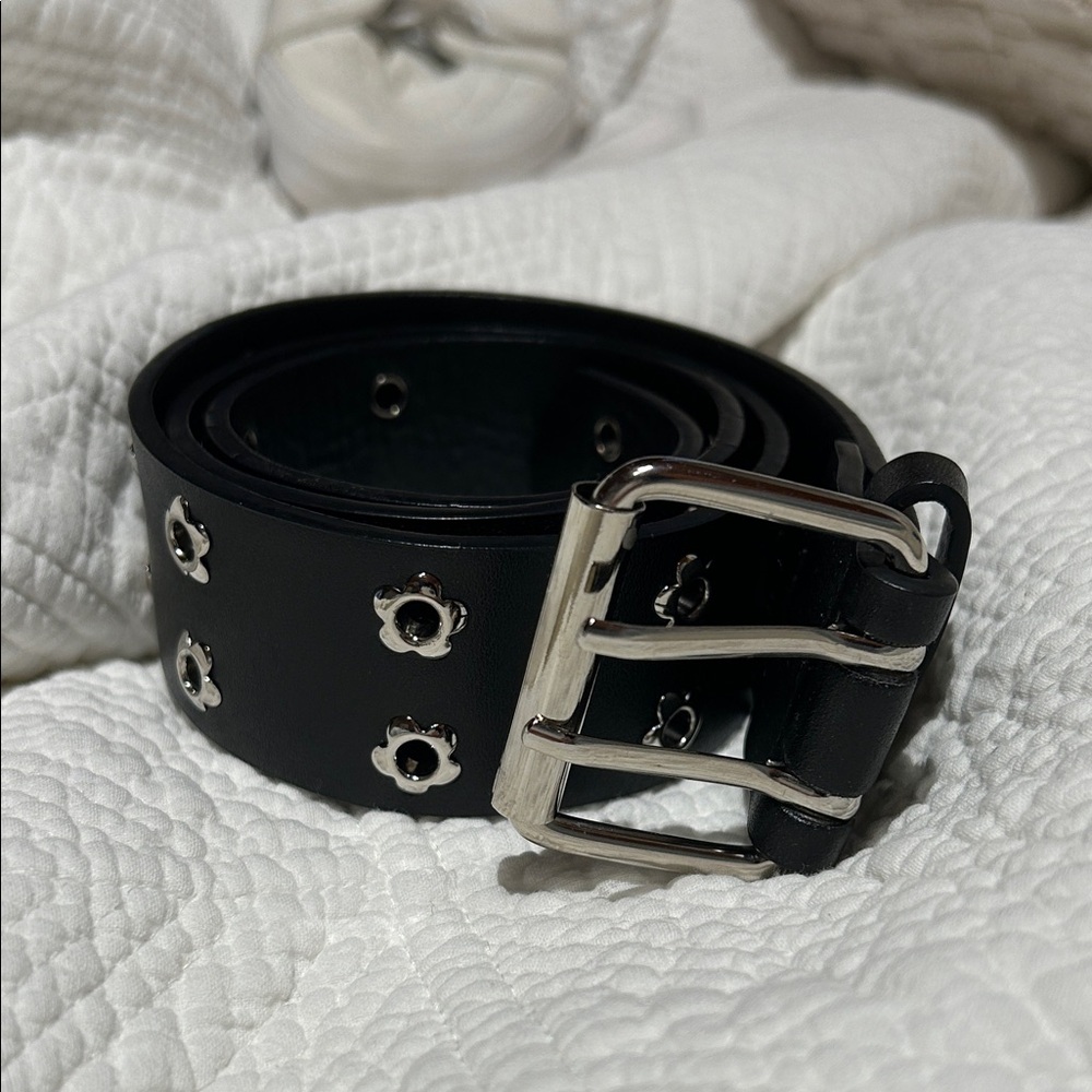 Garage Black Belt with Silver Buckle